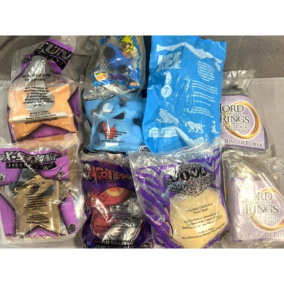 burger king Other - 9 PC TOY LOT BURGER KING IN SEALED PACKAGING~LORD OF RINGS, STUNT X, ETC (2576)
